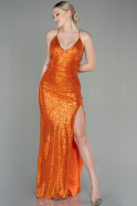 Длинное Платье С Чешуйчатым Узором Оранжевый ABU2955