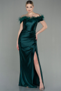 Длинное Вечернее Платье Изумрудно-зеленый ABU2957