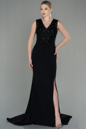 Длинное Вечернее Платье Черный ABU2950