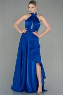 Длинное Шифоновое Выпускное Платье Ярко-синий ABU2960