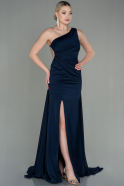 Длинное Шифоновое Вечернее Платье Темно-синий ABU2961
