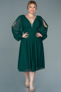 Большое Миди Шифоновое Платье Изумрудно-зеленый ABK1565