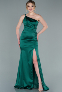 Атласное Платье Русалка Для Вечера Изумрудно-зеленый ABU2335