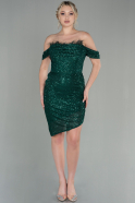 Короткое Платье С Чешуей Изумрудно-зеленый ABK1605