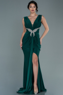 Длинное Вечернее Платье Изумрудно-зеленый ABU2702