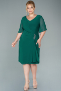 Большое Короткое Шифоновое Платье Изумрудно-зеленый ABK1490