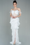 Длинное Вечернее Платье Белый ABU1596
