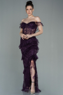 Длинное Вечернее Платье Пурпурный ABU1596
