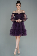 Короткое Платье На Приглашение Тёмно-пурпурный ABK992