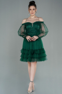 Короткое Платье На Приглашение Изумрудно-зеленый ABK992