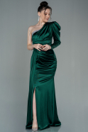 Длинное Вечернее Платье Изумрудно-зеленый ABU2935