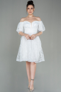 Короткое Ночное Платье Из Кружева Белый ABK1665