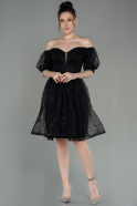 Короткое Ночное Платье Из Кружева Черный ABK1665