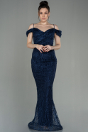 Длинное Вечернее Платье Темно-синий ABU2963