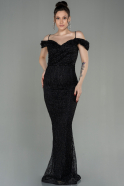 Длинное Вечернее Платье Черный ABU2963