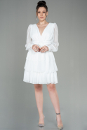 Короткое Шифоновое Платье Белый ABK1450