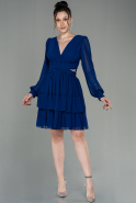 Короткое Шифоновое Платье Ярко-синий ABK1450