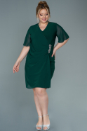 Короткое Шифоновое Вечернее Платье Изумрудно-зеленый ABK1294