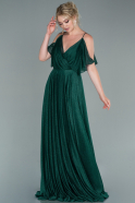 Длинное Вечернее Платье Изумрудно-зеленый ABU2484