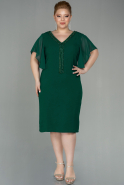 Миди Вечернее Платье Большого Размера Изумрудно-зеленый ABK1626