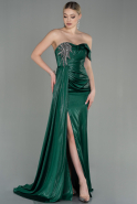 Длинное Вечернее Платье Изумрудно-зеленый ABU2958