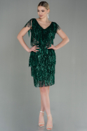 Короткое Платье С Чешуей Изумрудно-зеленый ABK1675