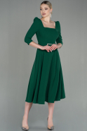 Миди Пригласительное Платье Изумрудно-зеленый ABK1678