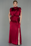 Большое Атласное Платье Бордовый ABU2969
