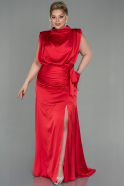 Большое Атласное Платье красный ABU2969