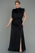 Большое Атласное Платье Черный ABU2969