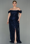 Длинное Вечернее Платье С Чешуйками Темно-синий ABU2973