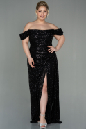 Длинное Вечернее Платье С Чешуйками Черный ABU2973