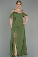 Длинное Шифоновое Вечернее Платье Темно-зеленый ABU2929