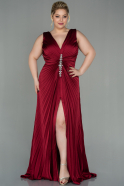 Большое Атласное Платье Бордовый ABU2975
