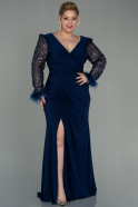 Длинное Свободное Вечернее Платье Темно-синий ABU2976