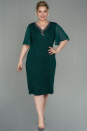 Миди Вечернее Платье Большого Размера Изумрудно-зеленый ABK1511