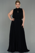 Длинное Шифоновое Вечернее Платье Черный ABU2952