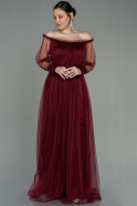 Длинное Вечернее Платье Бордовый ABU2980
