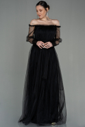 Длинное Вечернее Платье Черный ABU2980