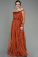Длинное Вечернее Платье Цвет корицы ABU2980