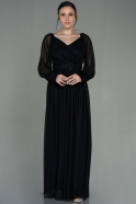 Длинное Вечернее Платье Черный ABU2981