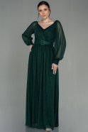 Длинное Вечернее Платье Изумрудно-зеленый ABU2981