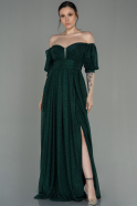 Длинное Вечернее Платье Изумрудно-зеленый ABU2983