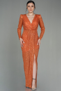 Длинное Чешуйчатое Вечернее Платье Оранжевый ABU2859