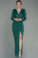 Длинное Чешуйчатое Вечернее Платье зелёный ABU2859