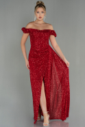 Длинное Чешуйчатое Вечернее Платье красный ABU2987