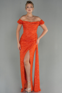 Длинное Чешуйчатое Вечернее Платье Оранжевый ABU2987