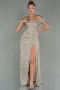 Длинное Чешуйчатое Вечернее Платье Телесный ABU2987