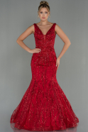Длинное Вечернее Платье Русалка красный ABU2988