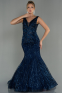 Длинное Вечернее Платье Русалка Темно-синий ABU2988